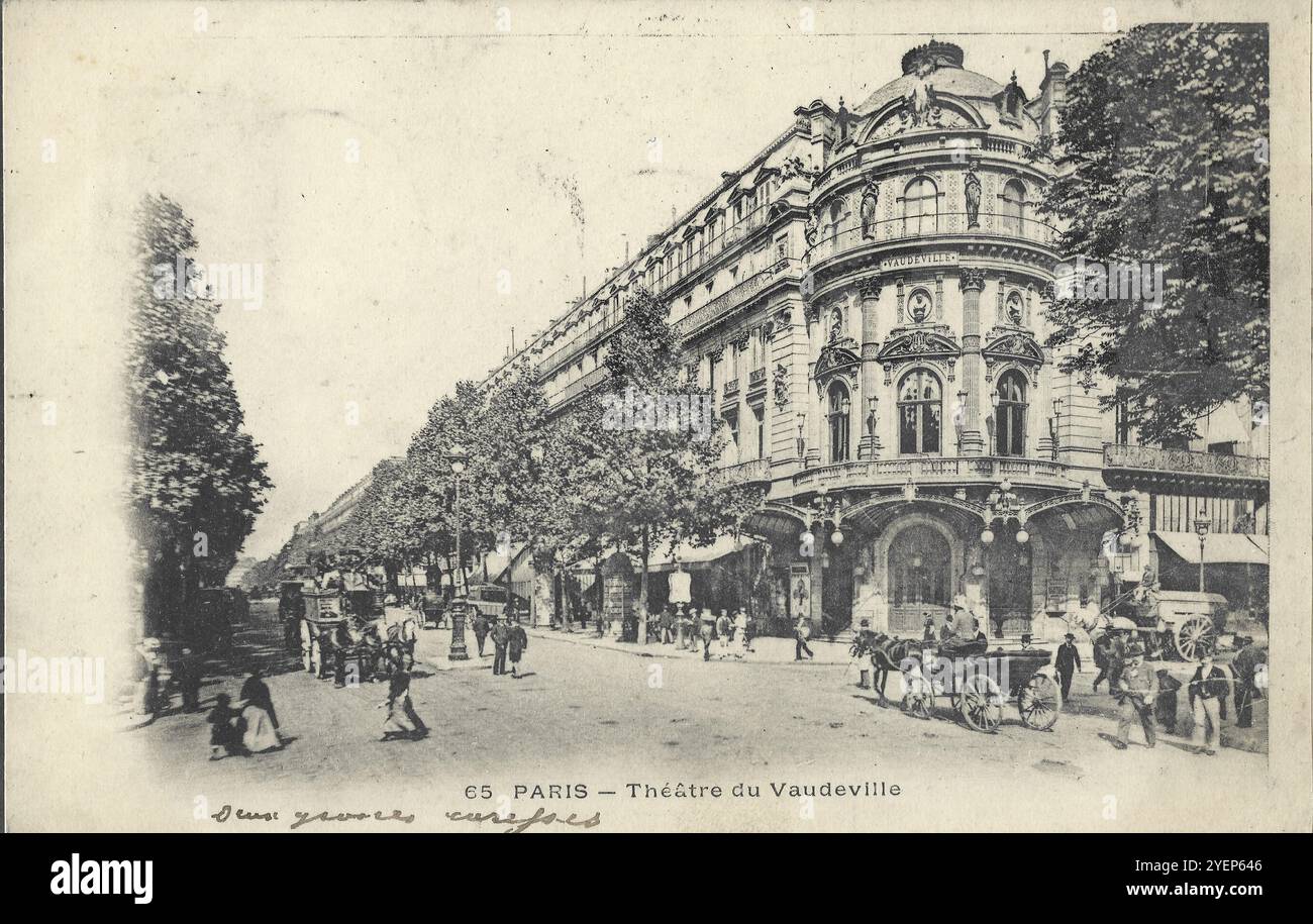 Théâtre Vaudeville Paris- une image vintage du Théâtre de Vaudeville Paris Banque D'Images