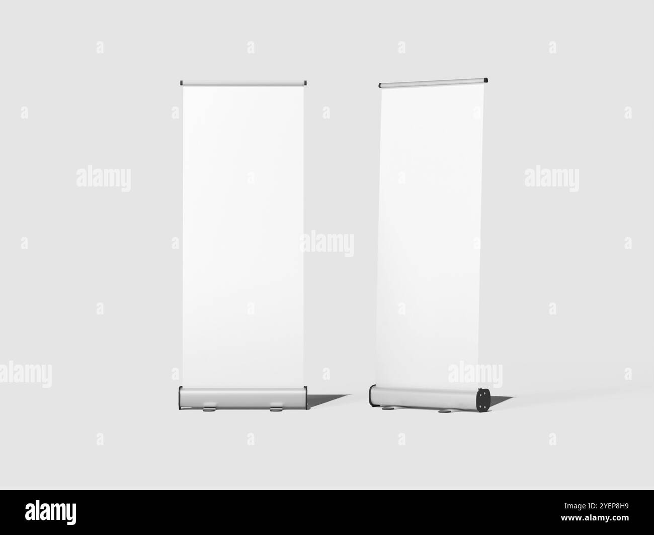 Rendu 3D blanc Blank Roll Up Banner Stand Mockup Banque D'Images