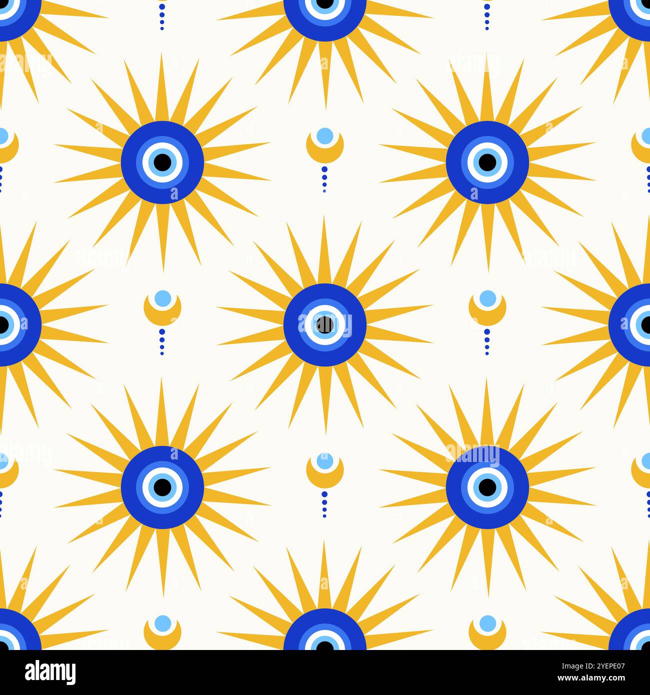 Motif mauvais oeil sans couture. Perle magique bleue grecque et turque. Fond vectoriel avec nazar - symbole de protection et de chance. Mystique et spirituel Illustration de Vecteur