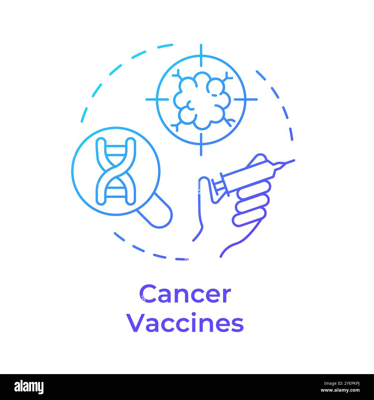 Icône de concept de gradient bleu de vaccins contre le cancer Illustration de Vecteur