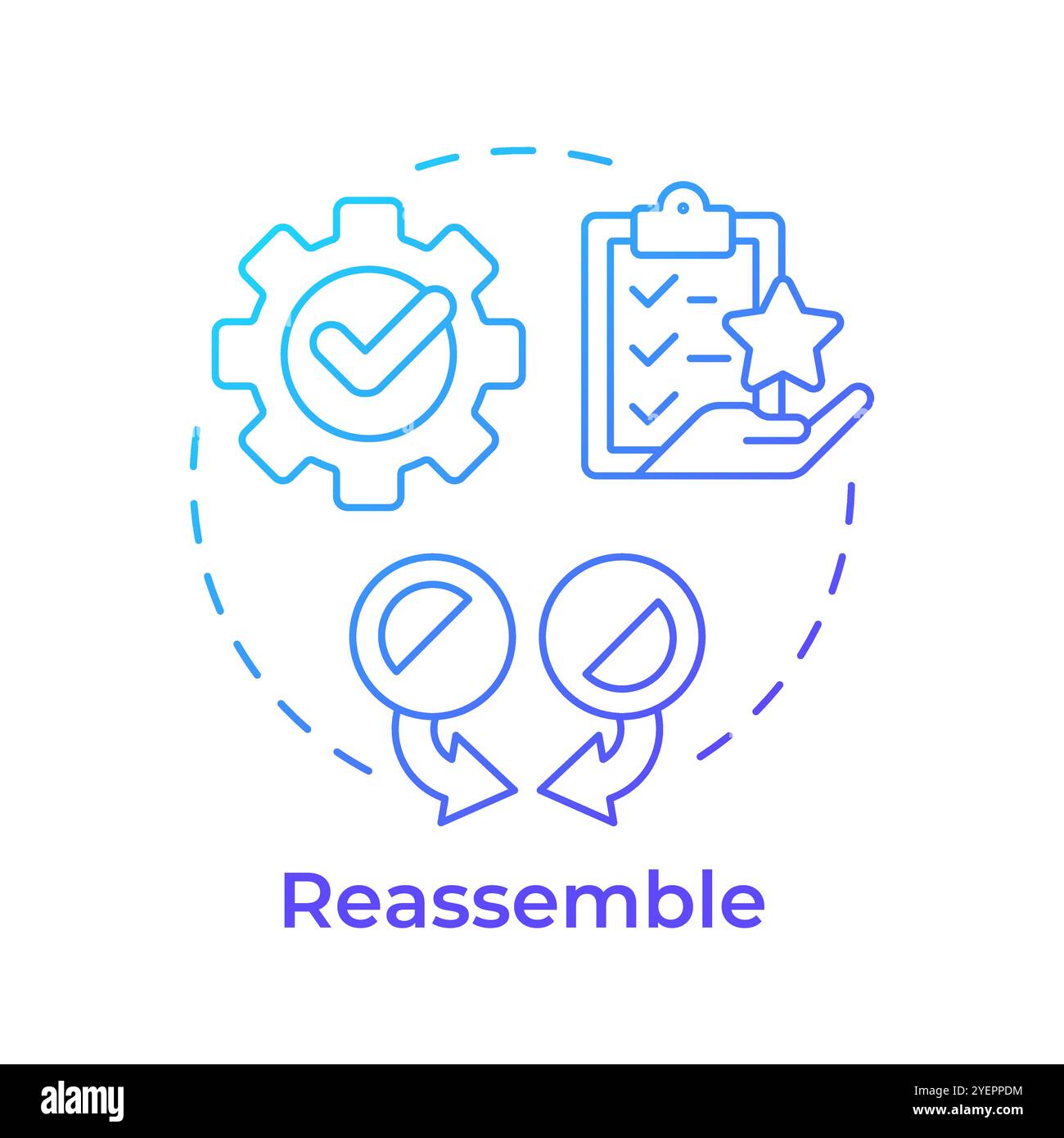 Icône de concept de dégradé bleu de réassemblage Illustration de Vecteur
