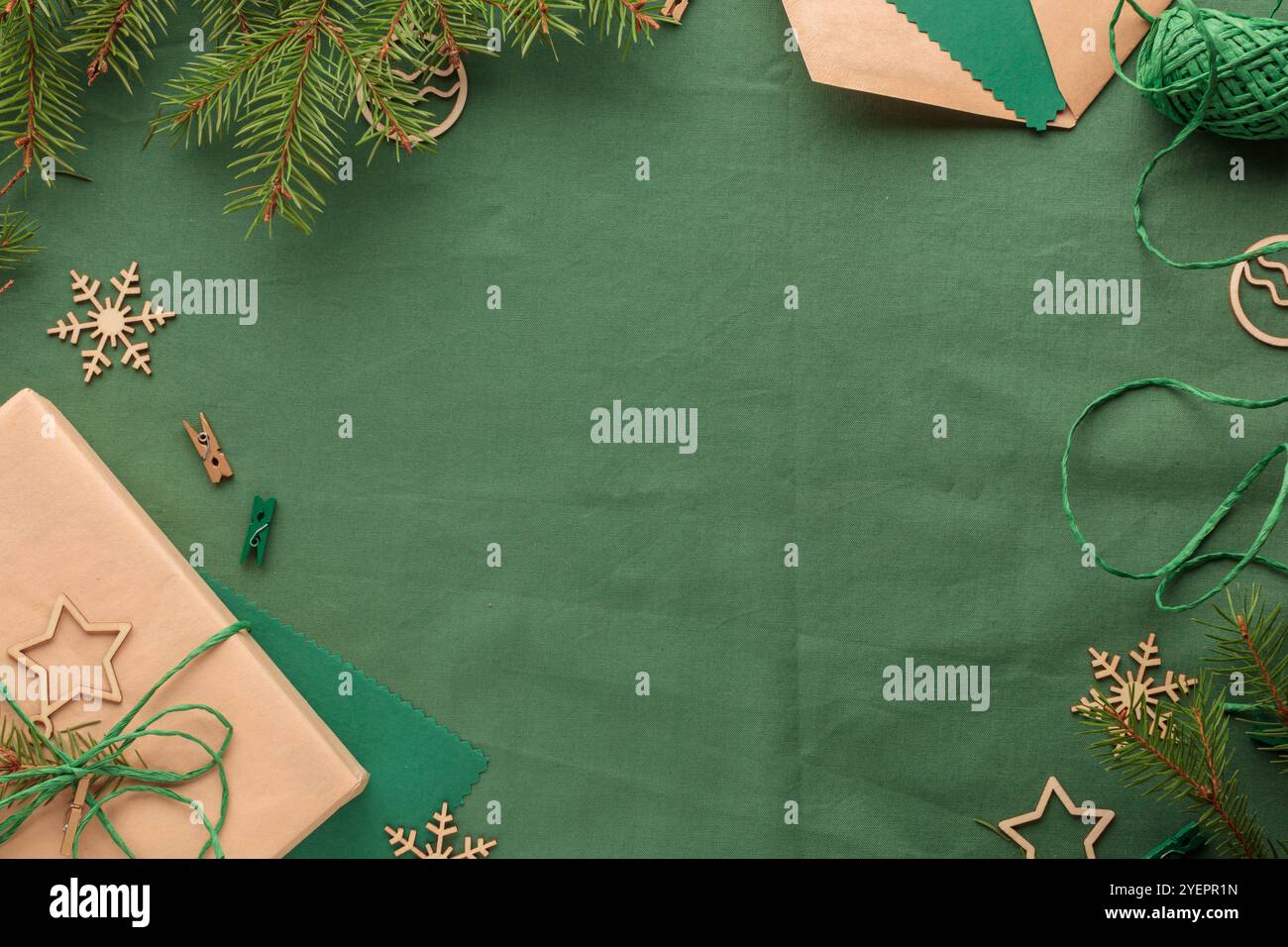 Fond écologique zéro déchet de Noël avec cadeau Banque D'Images