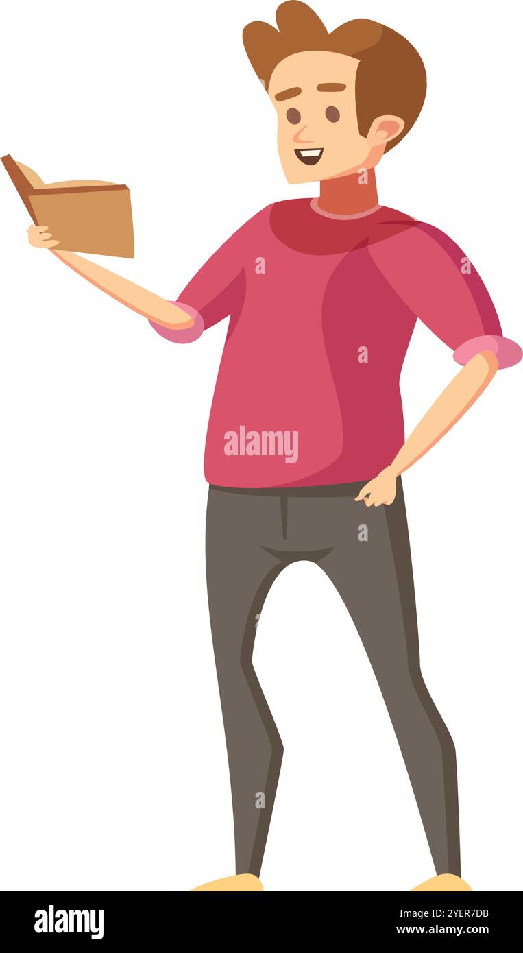 Illustration d'un homme engrossé dans un livre Illustration de Vecteur