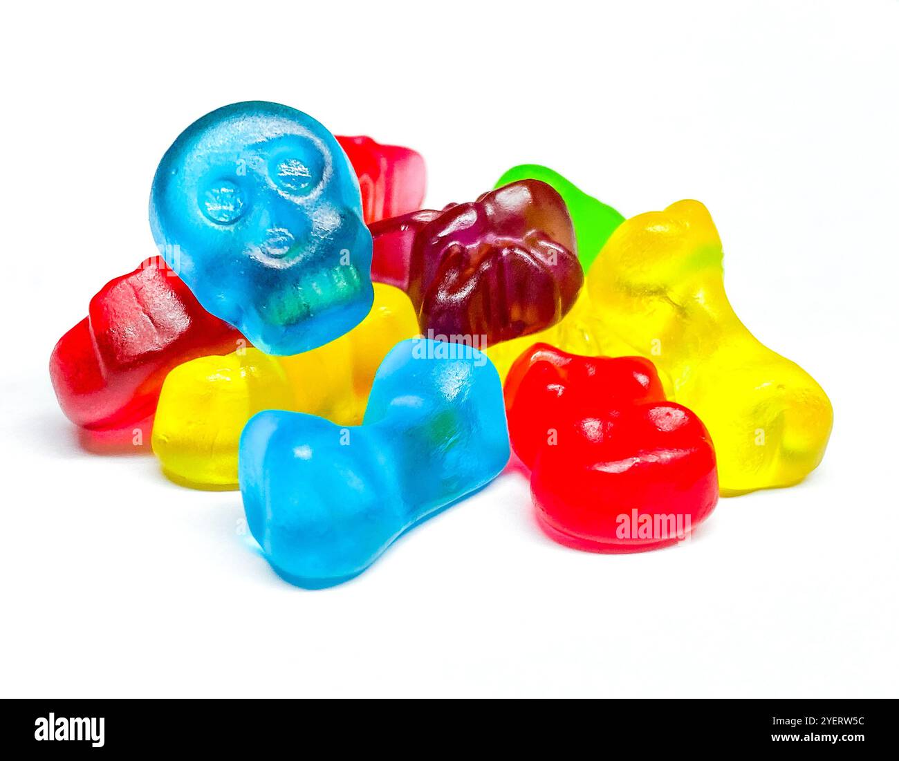 gelée colorée haricots bonbons bonbons scull Banque D'Images