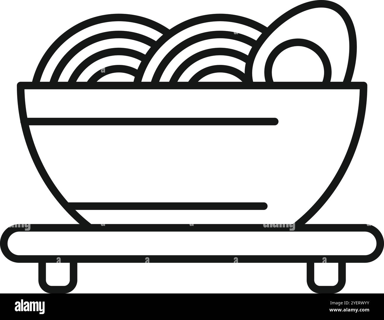 Bol vapeur de nouilles ramen garni d'un œuf parfaitement cuit, servi sur un plateau traditionnel en bois, représentant la cuisine japonaise authentique Illustration de Vecteur