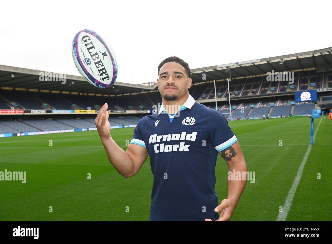 Scottish Gas Murrayfield . Edimbourg Écosse Royaume-Uni 1er novembre 24 ESSAIS D'AUTOMNE 2024/25 Écosse, Nouveau capitaine Sione Tuipulotu Conférence de presse avant le match contre Fidji. Crédit : eric mccowat/Alamy Live News Banque D'Images