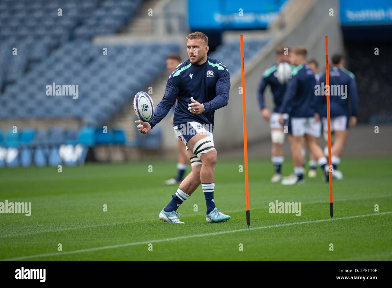 Édimbourg, Écosse, Royaume-Uni, 1er novembre 2024 - Matt Fagerson, en entraînement pour le rugby écossais avant leur match, Écosse contre Fiji Autumn Series au Murrayfield Stadium, Édimbourg.- crédit : Thomas Gorman/Alamy News Live Banque D'Images