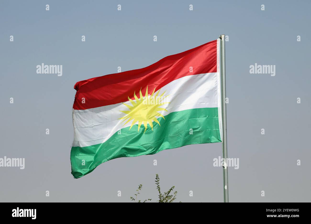 Drapeau national du Kurdistan Banque D'Images