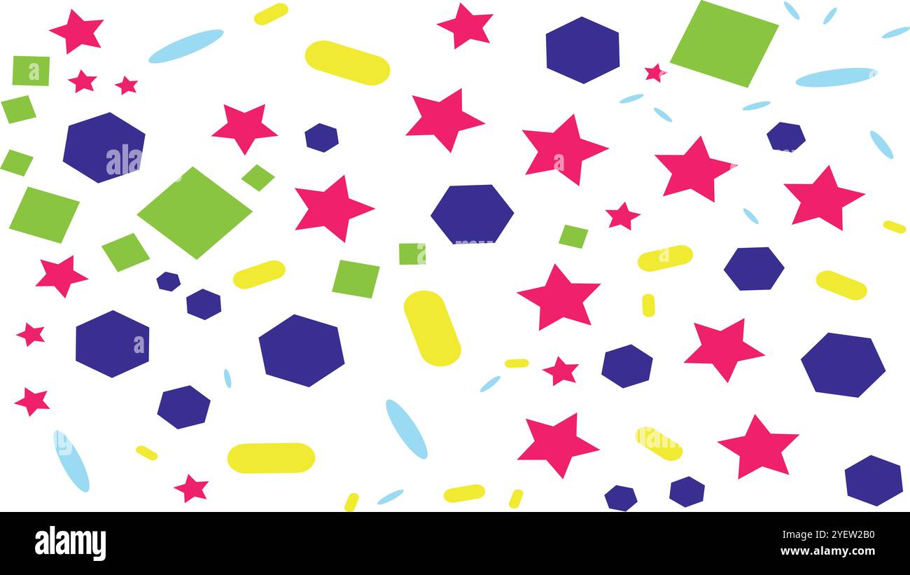 Mélange de formes, y compris étoile, carré, hexagone et ovale séparés aléatoirement - arrière-plan Illustration de Vecteur
