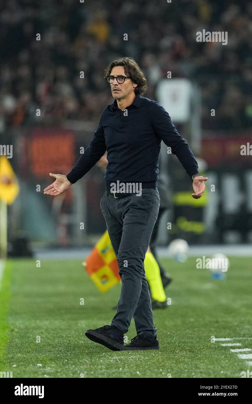 Paolo Vanoli, entraîneur-chef du Torino FC, lors du match de Serie A entre L'AS Roma et le Torino FC au stade Olimpico à Rome (Italie), le 31 octobre 2024. Banque D'Images