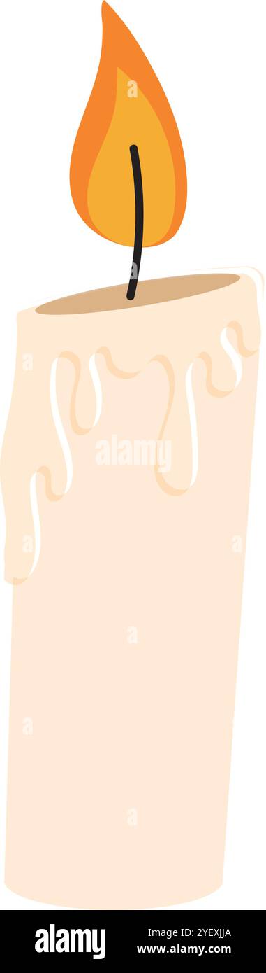 Bougie blanche avec flamme pour le jour de l'autel mort, vecteur Illustration de Vecteur
