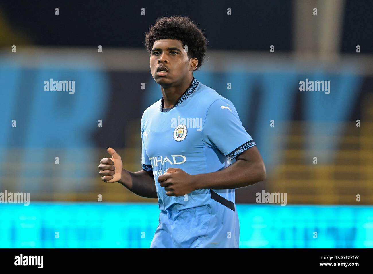 Jaden Heskey de Manchester City lors du match de premier League 2 U23 Manchester City vs Norwich City au joie Stadium, Manchester, Royaume-Uni, le 1er novembre 2024 (photo de Cody Froggatt/News images) Banque D'Images