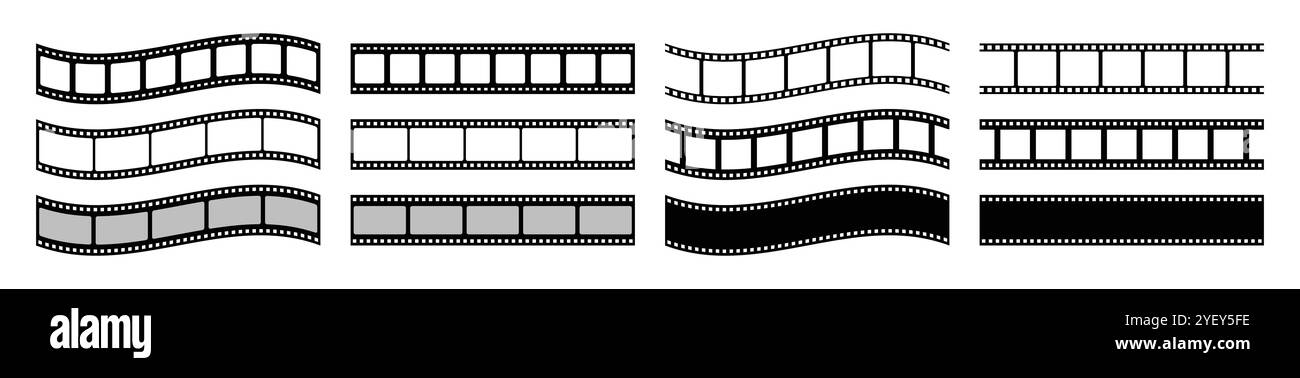 Collection d'icônes de bande de film. Ensemble d'icônes vectorielles de bande de film isolées. Bandes de film pour film, cinéma et bobine. Pellicule avec icône vectorielle de cadres. Illustration de Vecteur