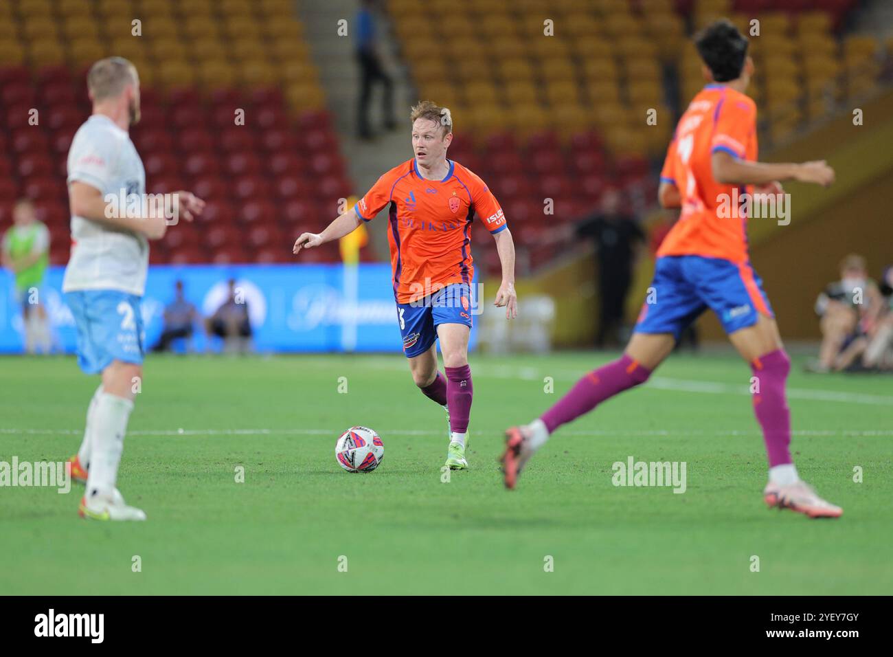 Brisbane, Australie. 01 novembre 2024. Brisbane, Australie, 1er novembre 2024 : Corey Brown (3 Brisbane) en action lors du match de la Ligue Ute A D'Isuzu entre Brisbane Roar et Sydney FC au Suncorp Stadium de Brisbane, Australie Matthew Starling (Promediapix/SPP) crédit : SPP Sport Press photo. /Alamy Live News Banque D'Images