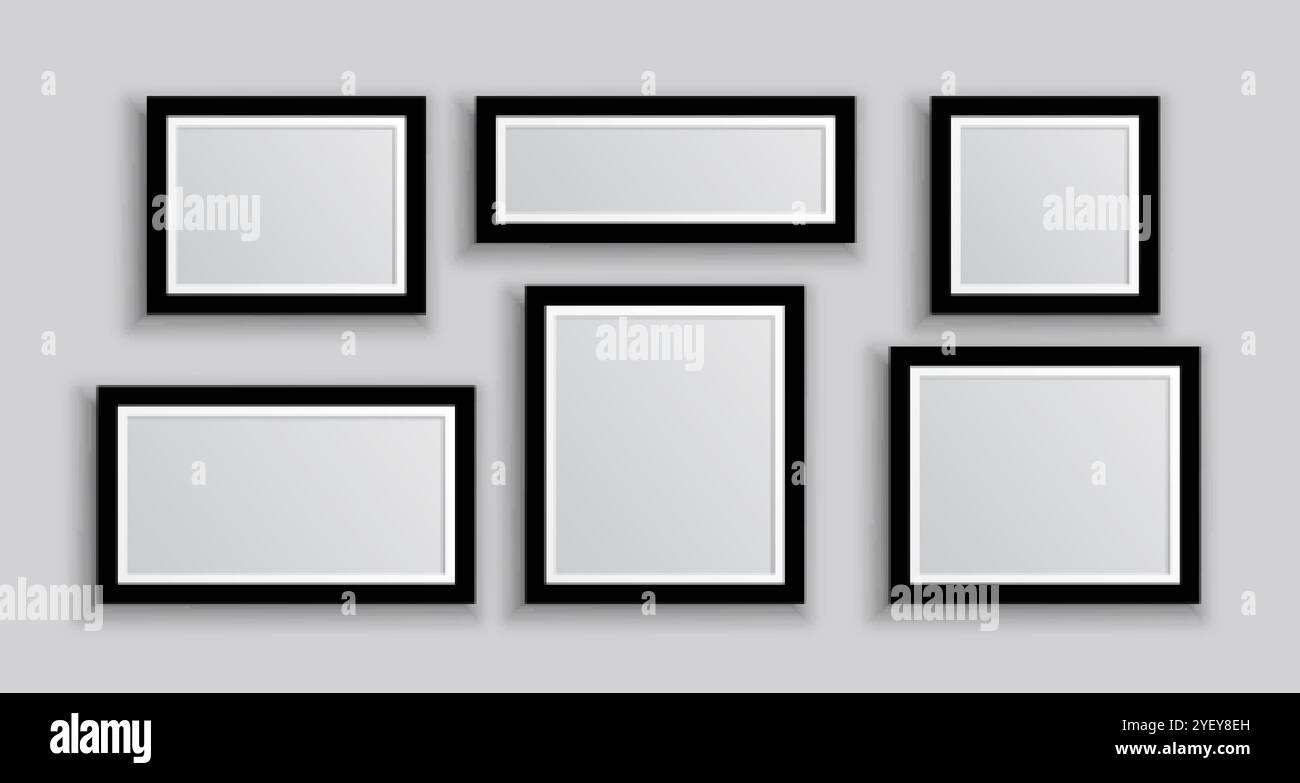 six cadres photo muraux de différentes tailles Illustration de Vecteur