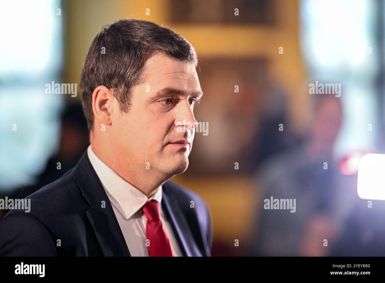 10/28/2024. Élections au Seimas de la République de Lituanie. Deuxième tour. Conférence de presse. Banque D'Images