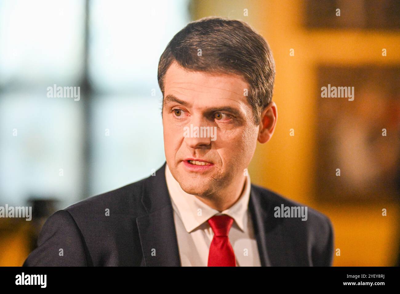 10/28/2024. Élections au Seimas de la République de Lituanie. Deuxième tour. Conférence de presse. Banque D'Images