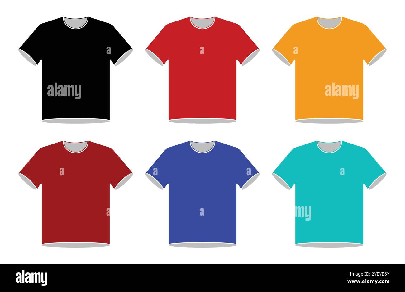 Collection Icon T-shirt. Ensemble de l'icône colorée de t-shirt silhouette. Icône vectorielle T-shirt définie dans une couleur différente isolée sur un fond blanc. Illustration de Vecteur