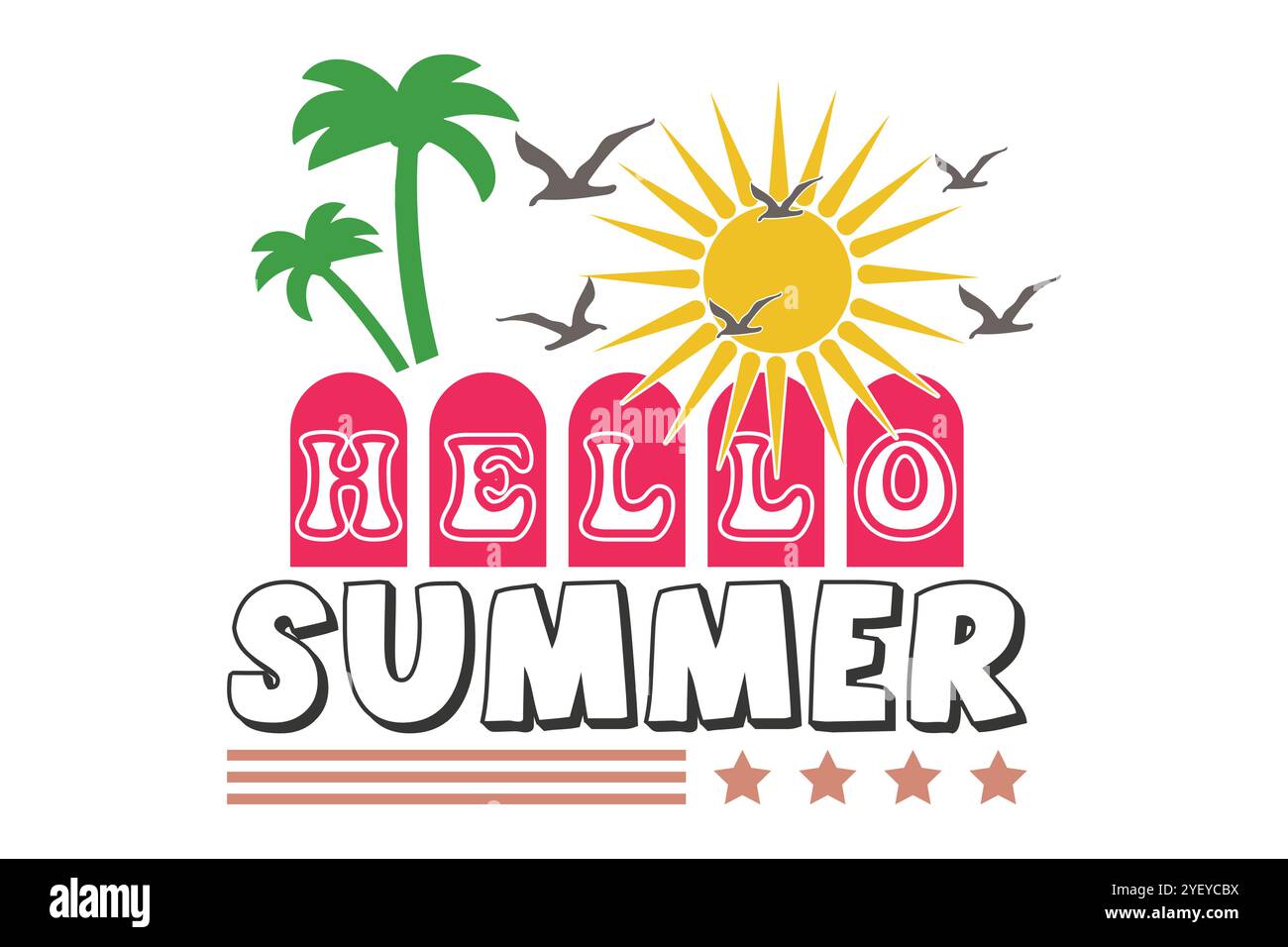 T-shirt Summer Beach SVG, Friends Family Freedom SVG Design Illustration de Vecteur