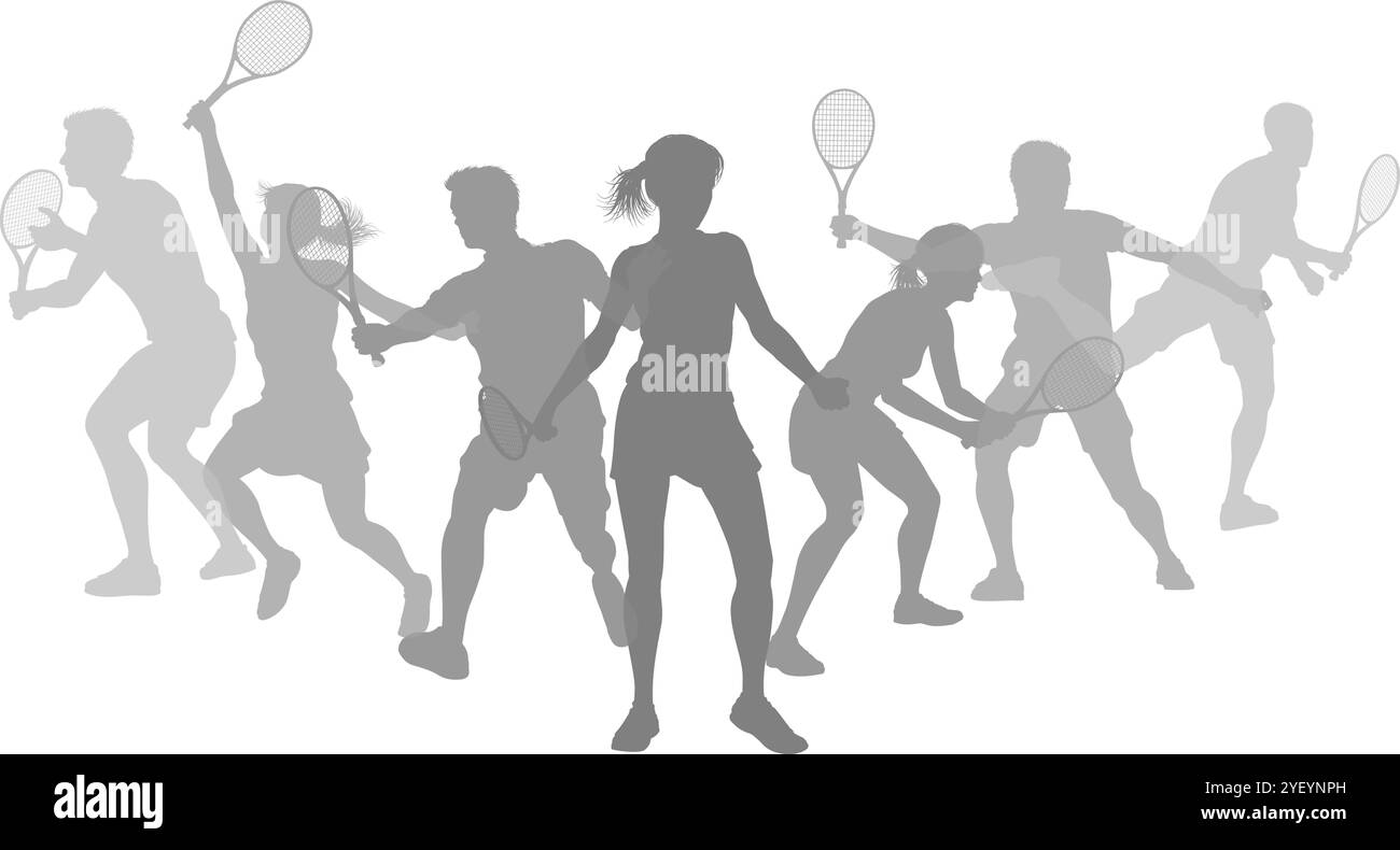 Silhouette tennis Players concept silhouettes Illustration de Vecteur
