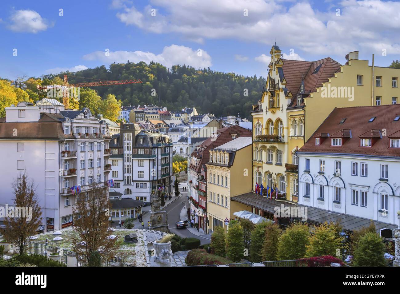 Vue sur le centre-ville de Karlovy Vary, république tchèque Banque D'Images