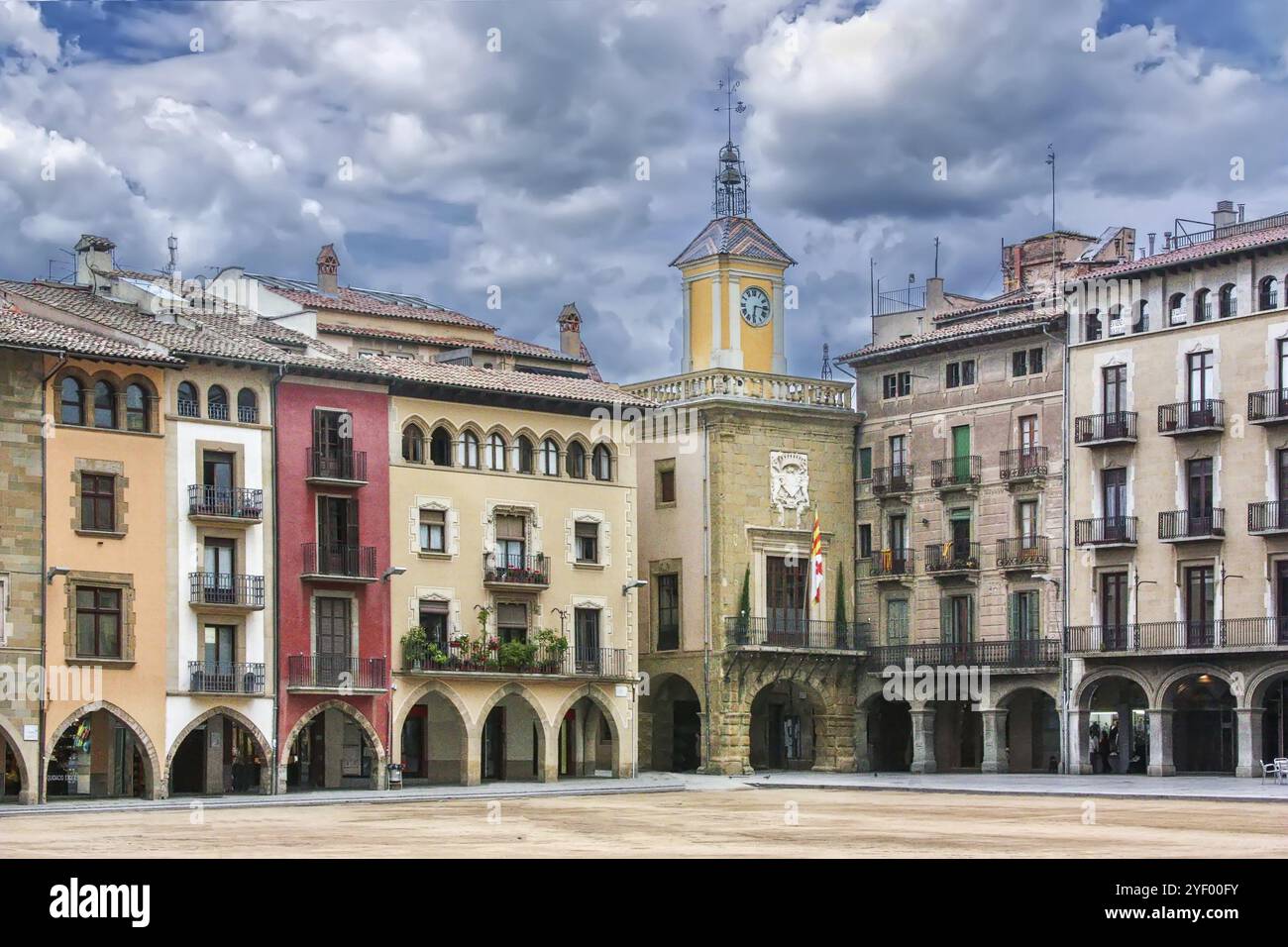 Place principale à Vic, Espagne, Europe Banque D'Images