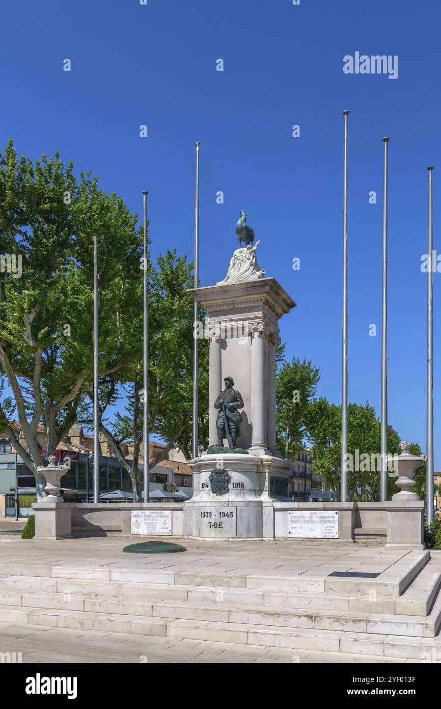 Mémorial de la guerre dans le centre-ville de Narbonne, France, Europe Banque D'Images