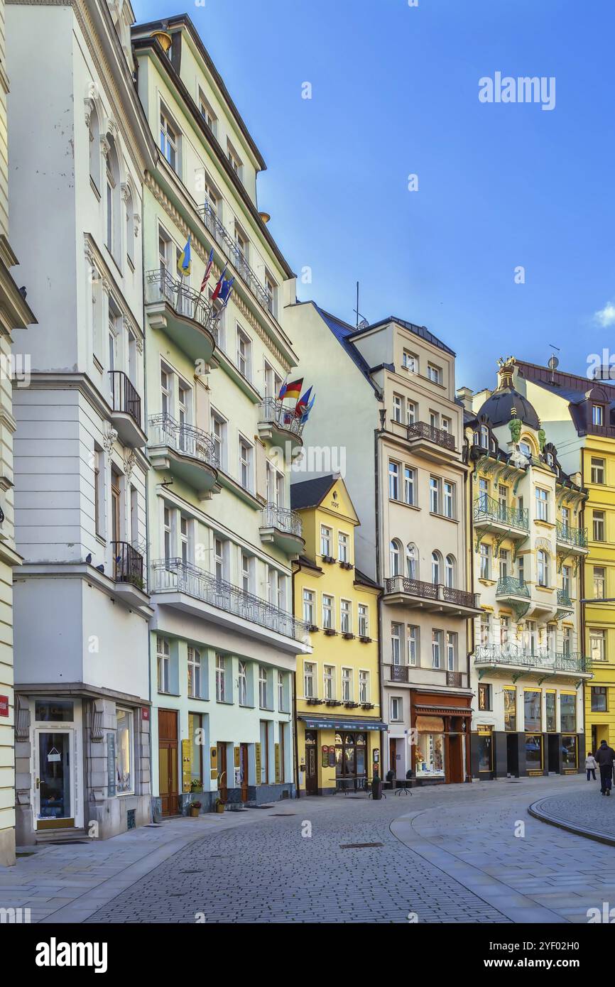 Rue dans le centre-ville de Karlovy Vary, République Tchèque Banque D'Images