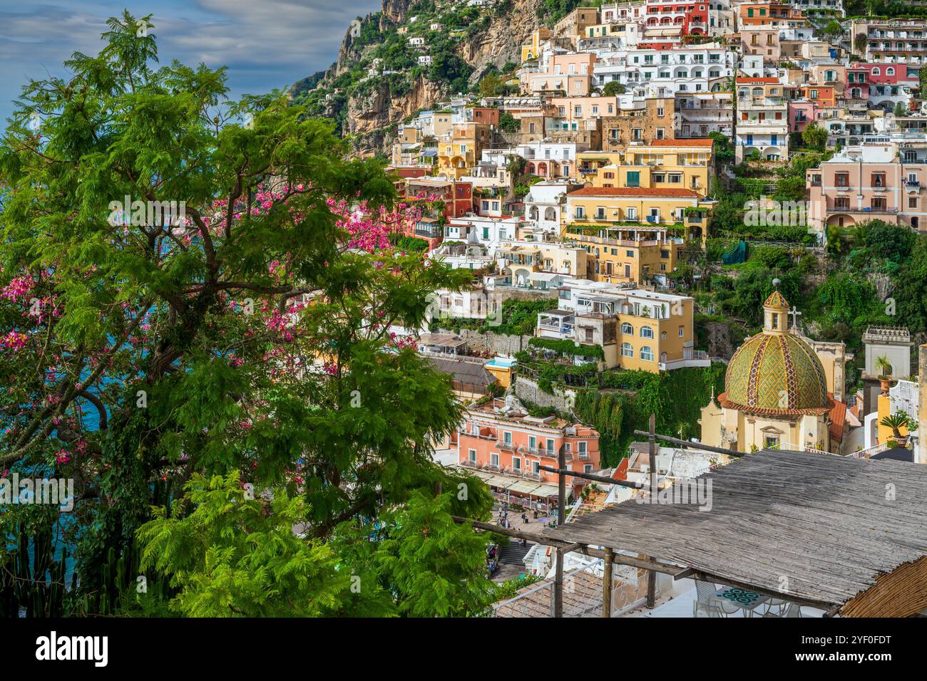 Vue panoramique de Positano, côte amalfitaine, Campanie, Italie Banque D'Images