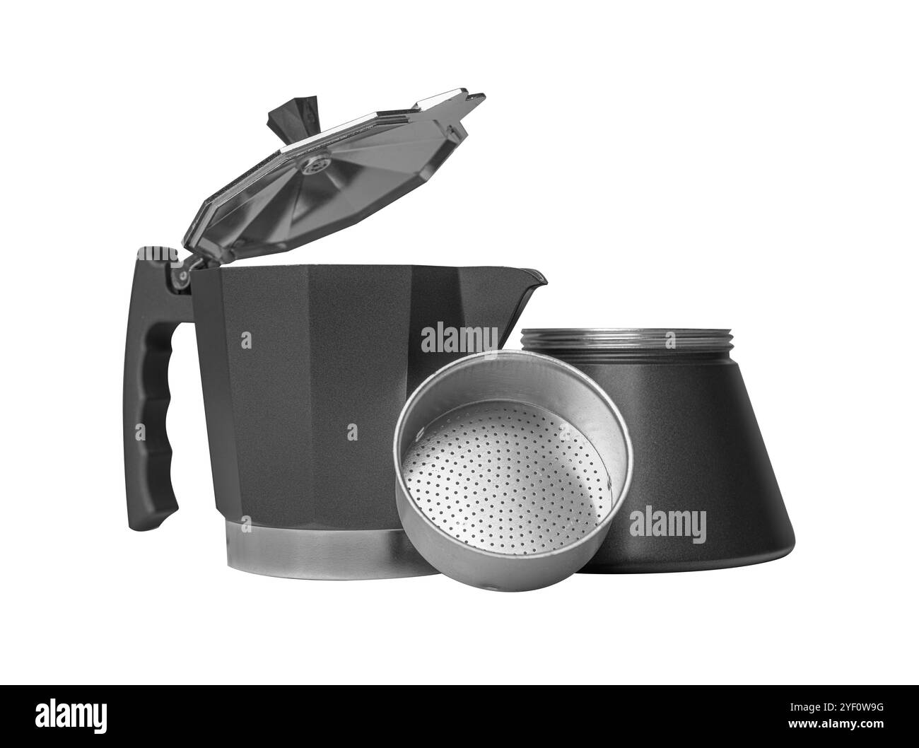 Cafetière Geyser isolée sur blanc. Banque D'Images