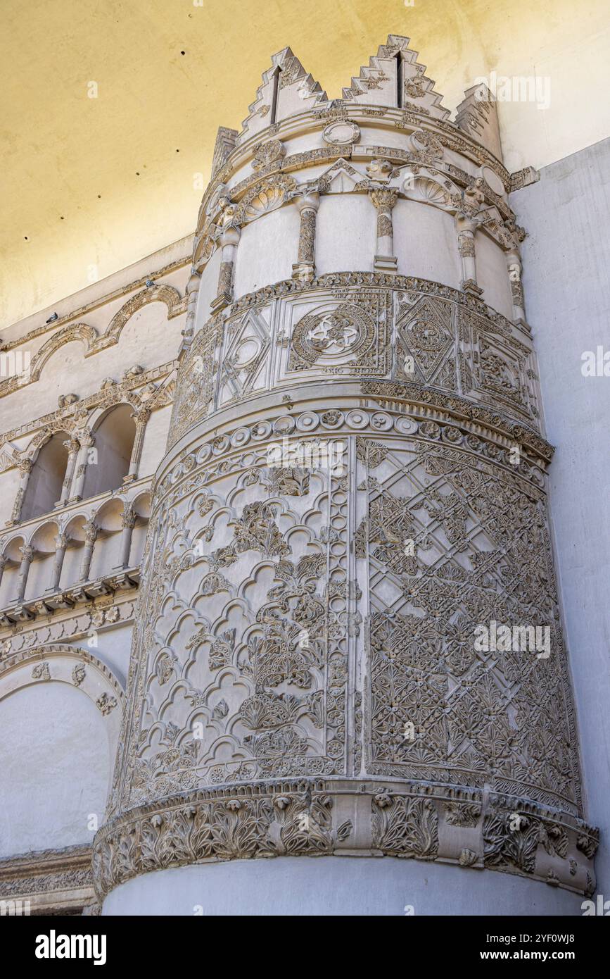 Détail, façade reconstruite, Qasr al-Hayr Ouest, Musée national de Damas, Syrie Banque D'Images