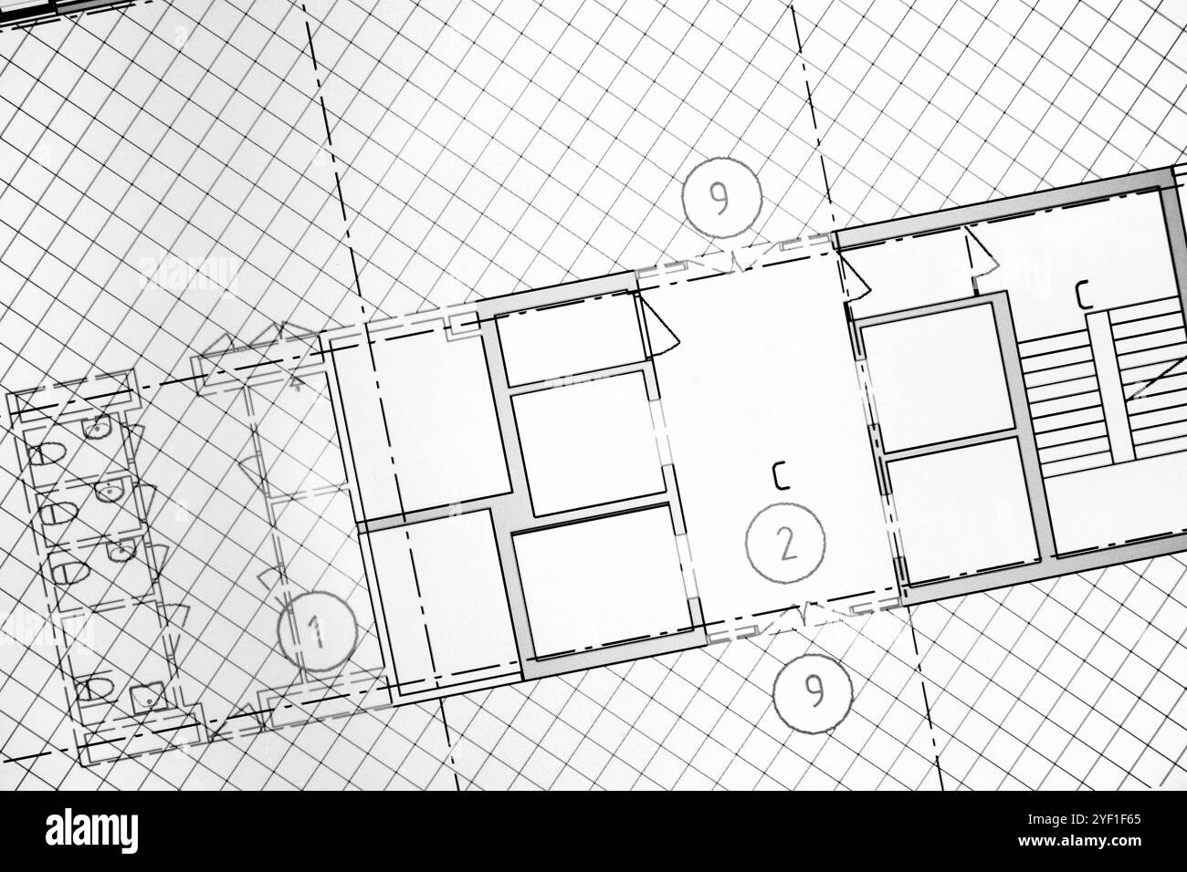 Arrière-plan architectural. Partie d'un projet architectural, plan architectural d'un bureau Banque D'Images