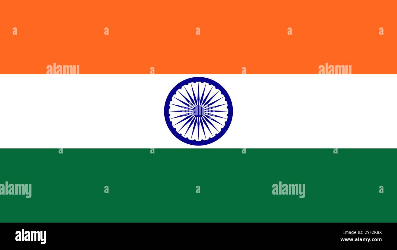 Drapeau de l'Inde, format 16:9, drapeau de l'Inde, images vectorielles Illustration de Vecteur