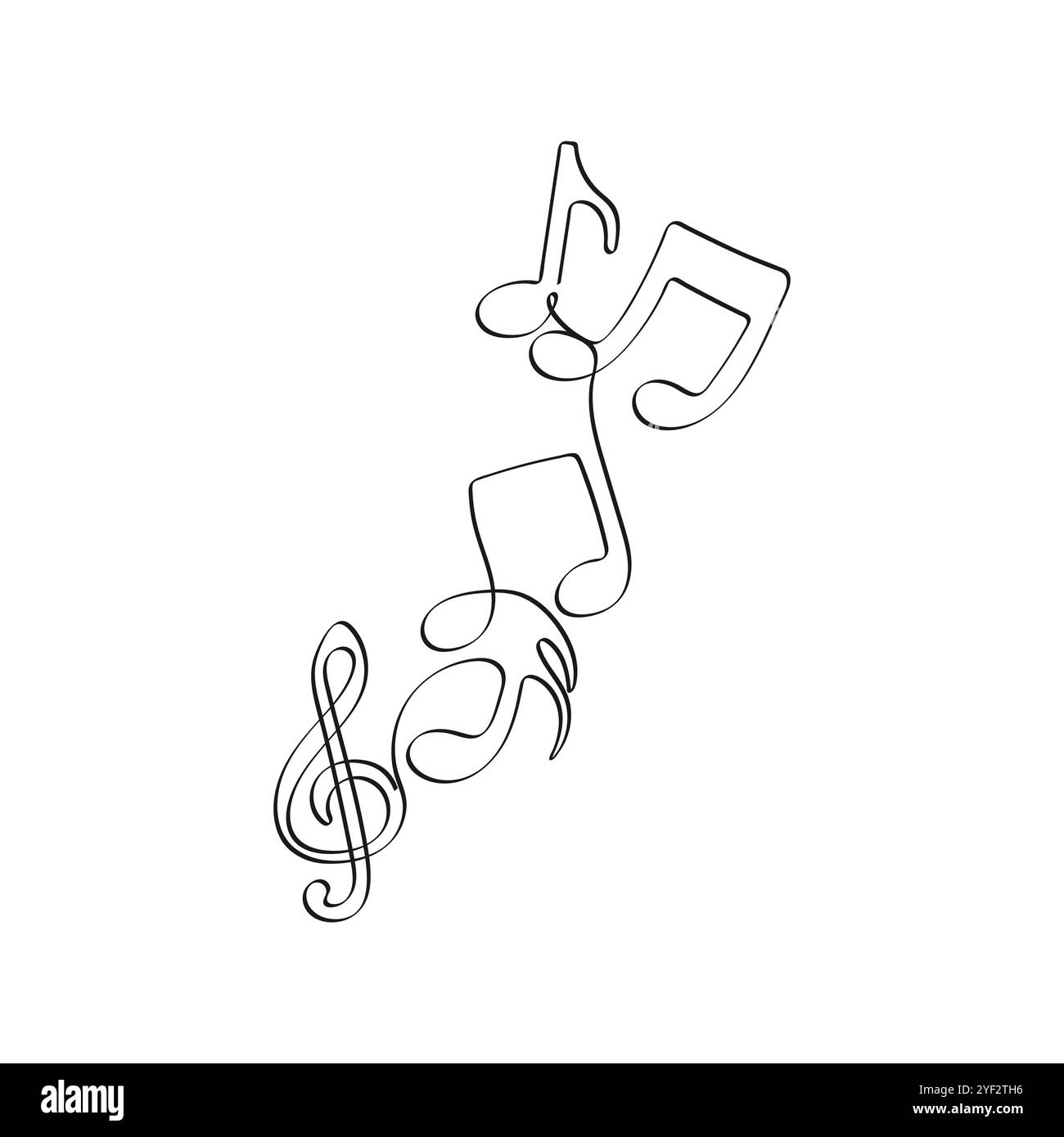 Notes de musique. Une seule ligne Symbole musical. Illustration vectorielle dessinée à la main. Illustration de Vecteur