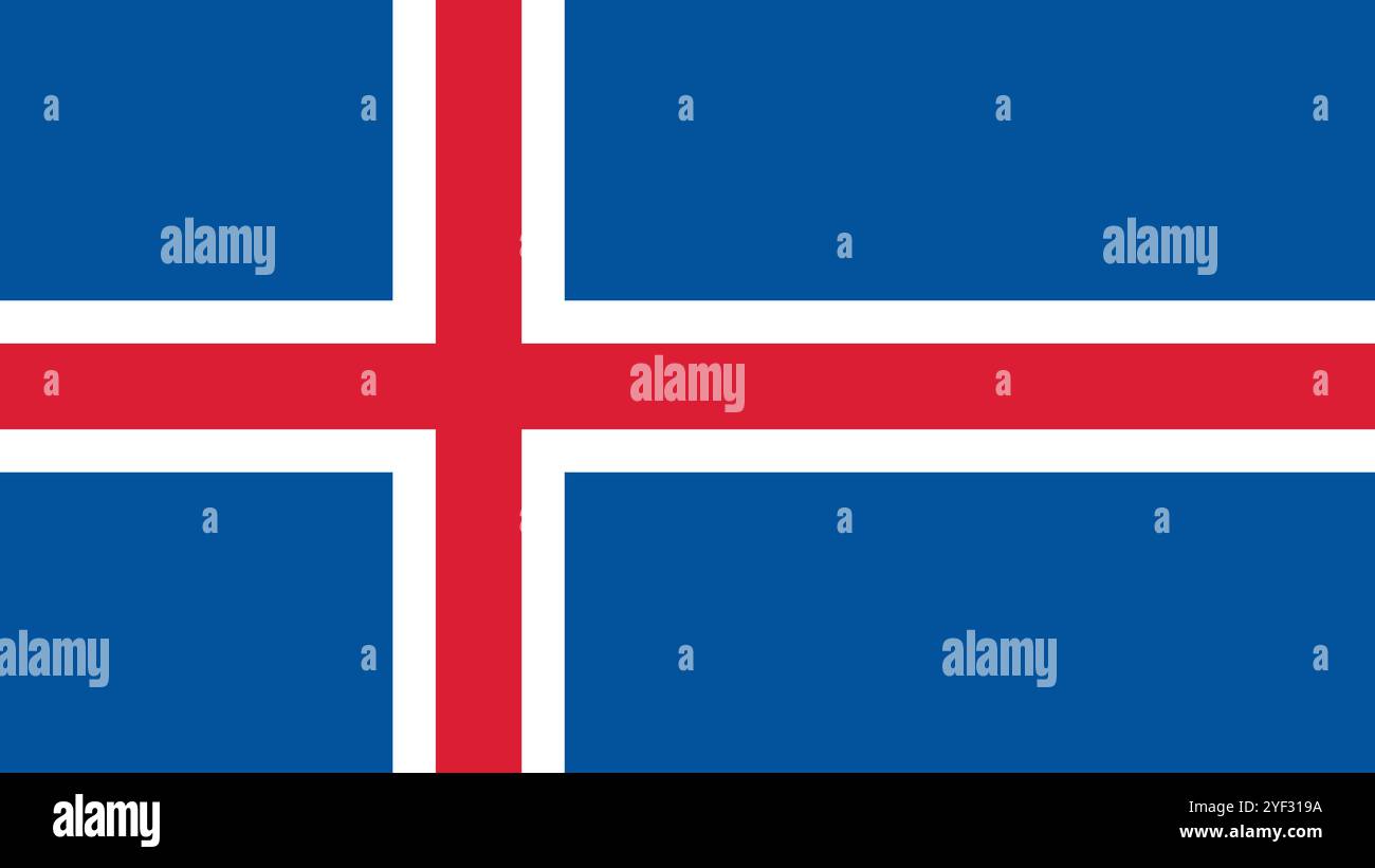 Drapeau de l'Islande, format 16:9, drapeau de l'Islande, images vectorielles Illustration de Vecteur