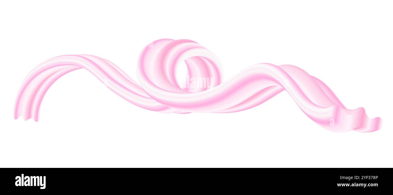 Crème glacée à la fraise Bubble Gum ou Cream Candy Abstract Wave 3D Isolated Splash illustration Illustration de Vecteur