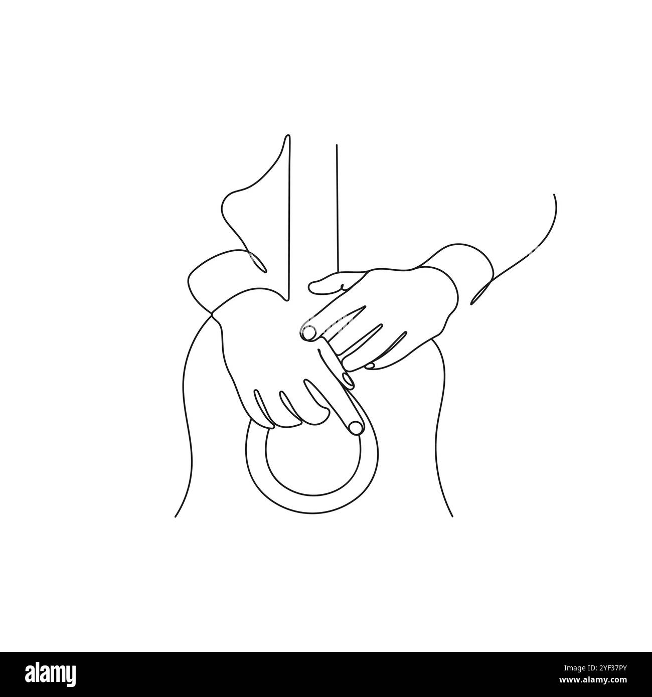 Musicien tenant une guitare. Une seule ligne Instrument de musique. Illustration vectorielle dessinée à la main. Illustration de Vecteur
