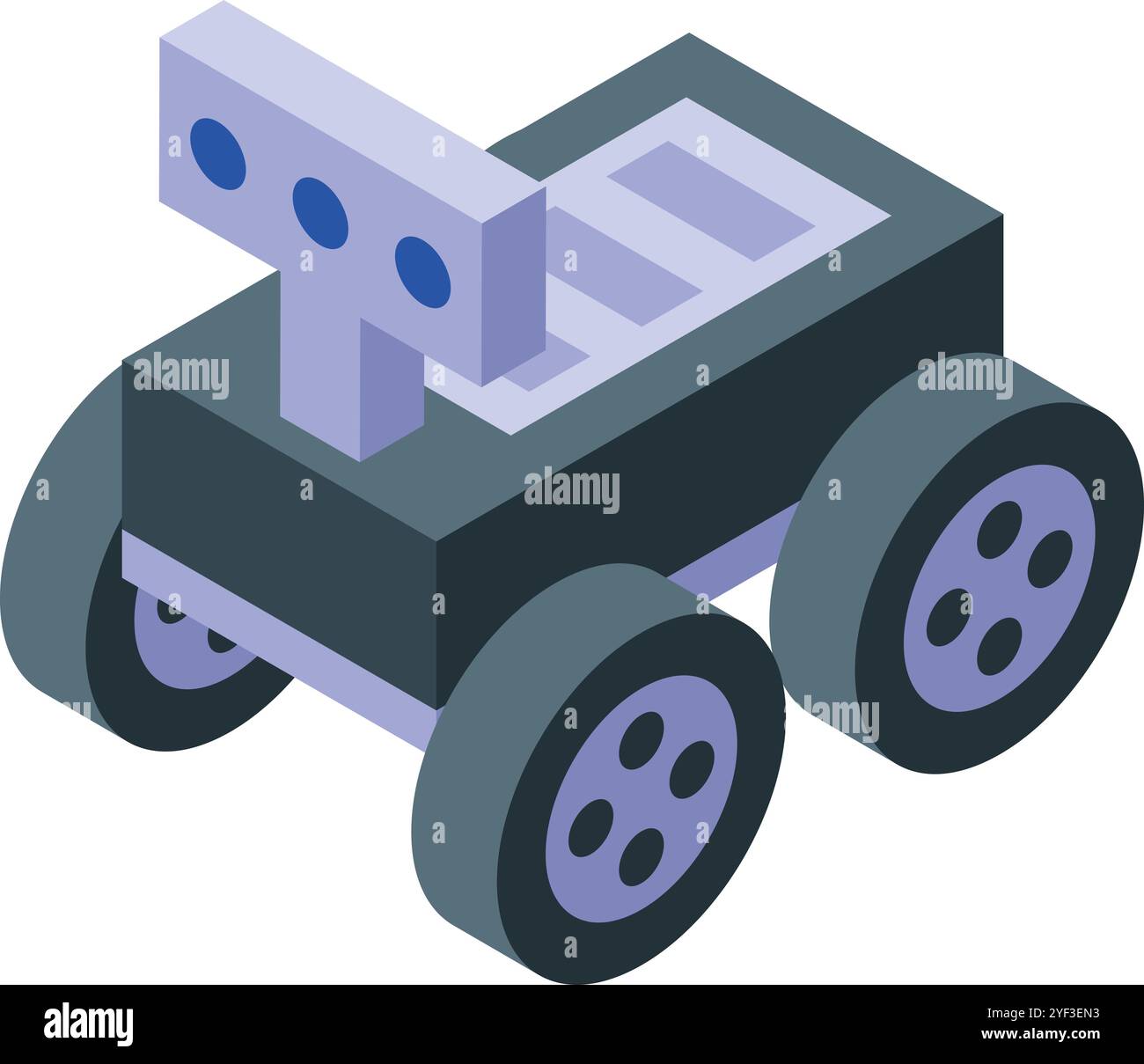 Véhicule robotique autonome explorant un nouveau monde, recueillant des données scientifiques Illustration de Vecteur