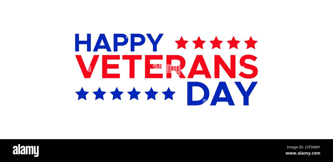 Joyeux Veterans Day Typography texte avec des étoiles pour la célébration des héros vétérans vacances aux États-Unis d'Amérique pour honorer tous ceux qui ont servi. vecteur Illustration de Vecteur