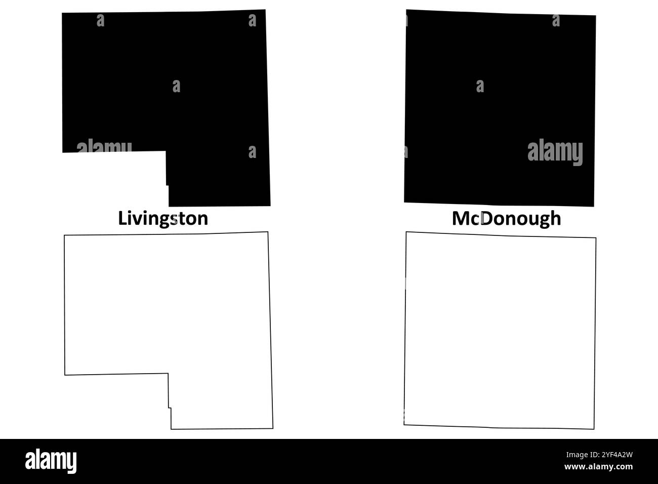 Livingston et McDonough County, Illinois (comté des États-Unis, États-Unis d'Amérique, États-Unis, États-Unis) carte illustration vectorielle, scribble croquis Livingston a Illustration de Vecteur