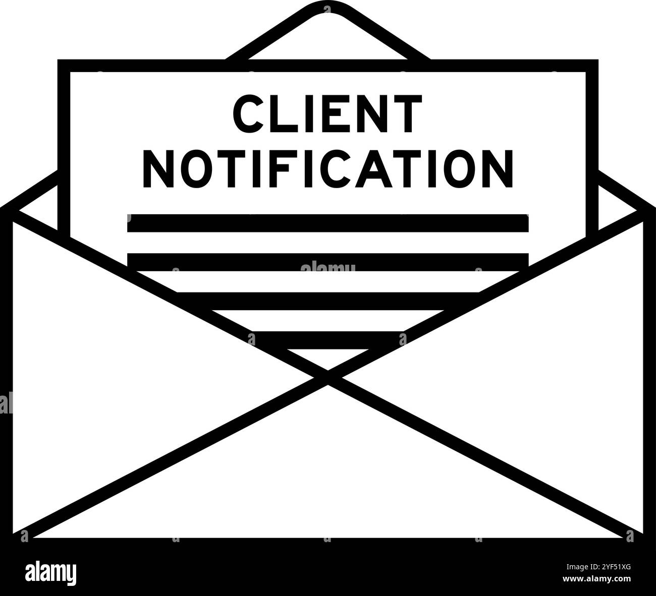 Enveloppe et lettre signent avec le mot notification client comme titre Illustration de Vecteur