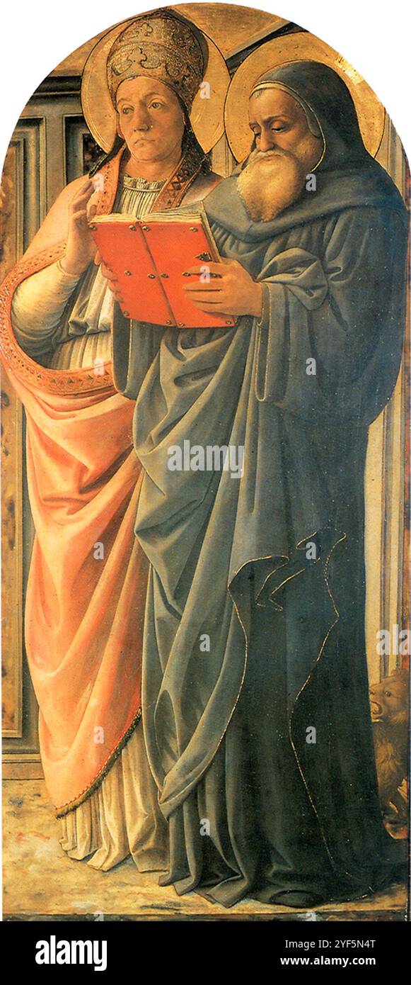 Triptyque des quatre médecins : St Gregory et St Jérôme Fra Filippo Lippi panneau ; 129 x 65 cm (panneau entier), 121 x 57 cm (surface peinte) Turin, Accademia Albertina di belle Arti Banque D'Images