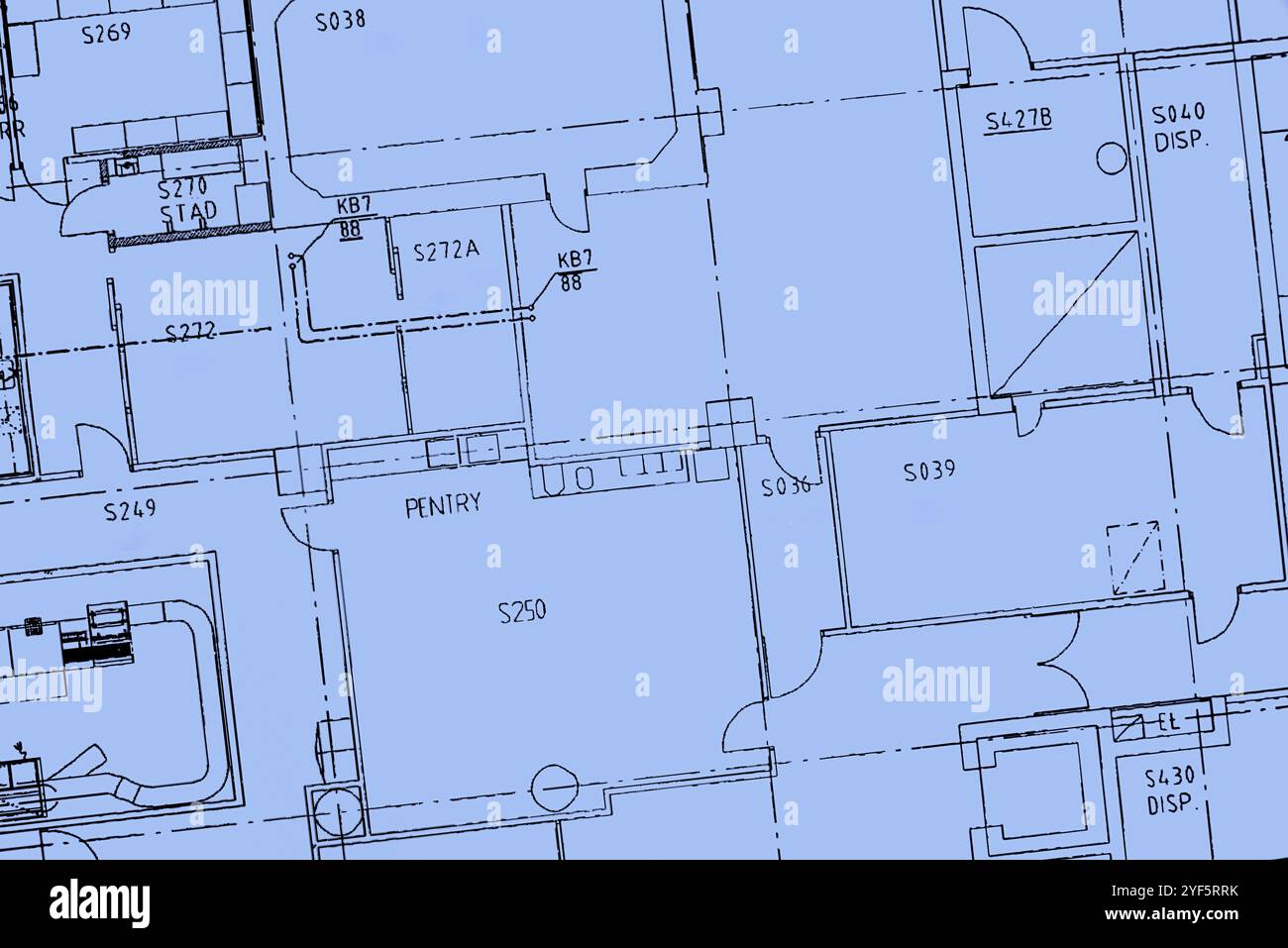 Arrière-plan architectural. Partie d'un projet architectural, plan architectural d'un bureau Banque D'Images