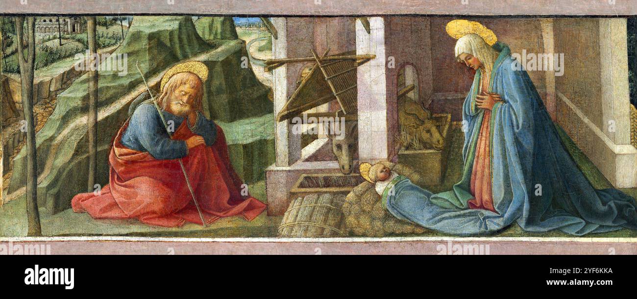 La Nativité (1445), peinture de Filippo Lippi Banque D'Images