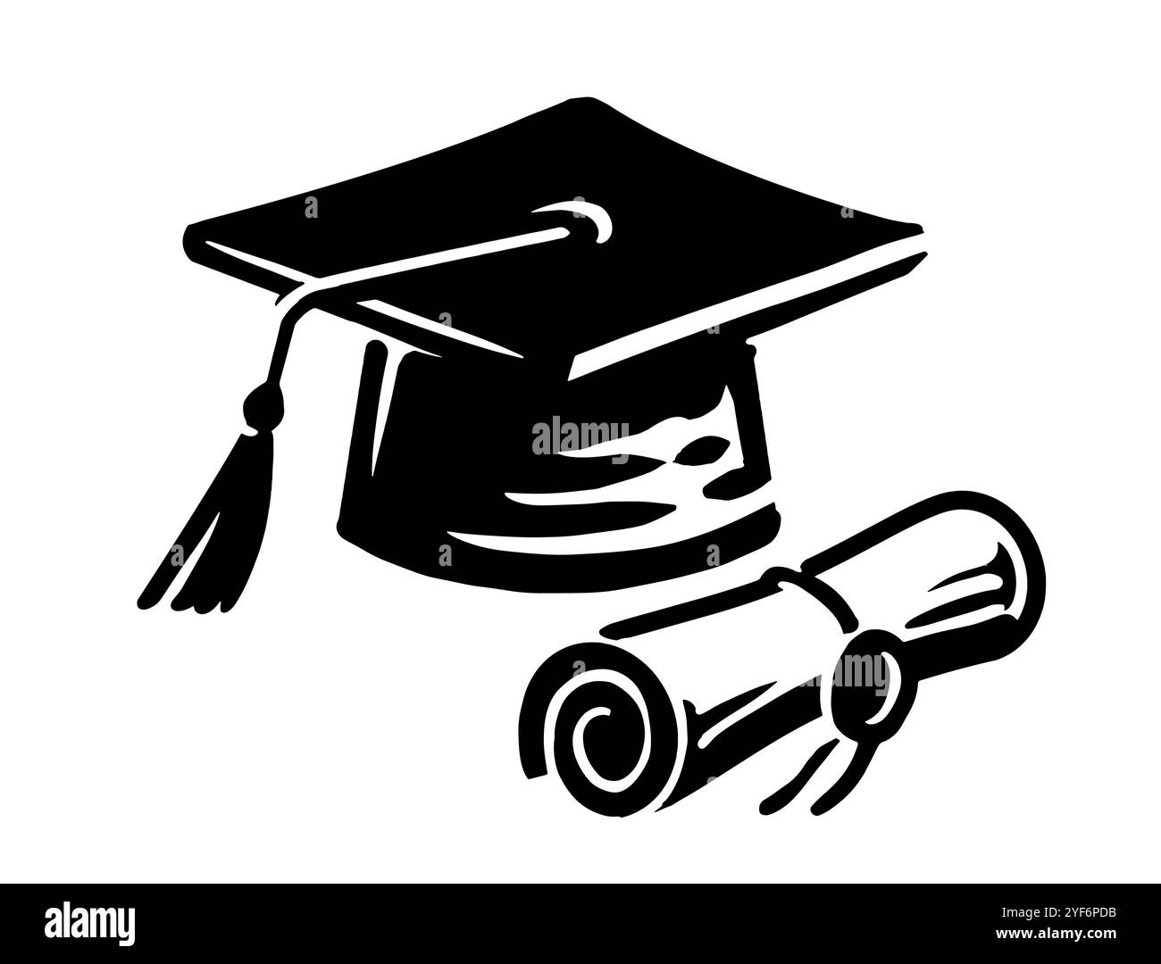 Chapeau de graduation et diplôme. Éducation, symbole d'étude. École, illustration vectorielle d'icône de collège Illustration de Vecteur