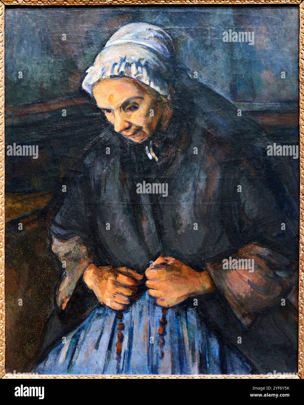 Une vieille femme avec un Rosaire, vers 1895-1896, Paul Cézanne (1839-1906), The National Gallery, Londres, ROYAUME-UNI. Banque D'Images