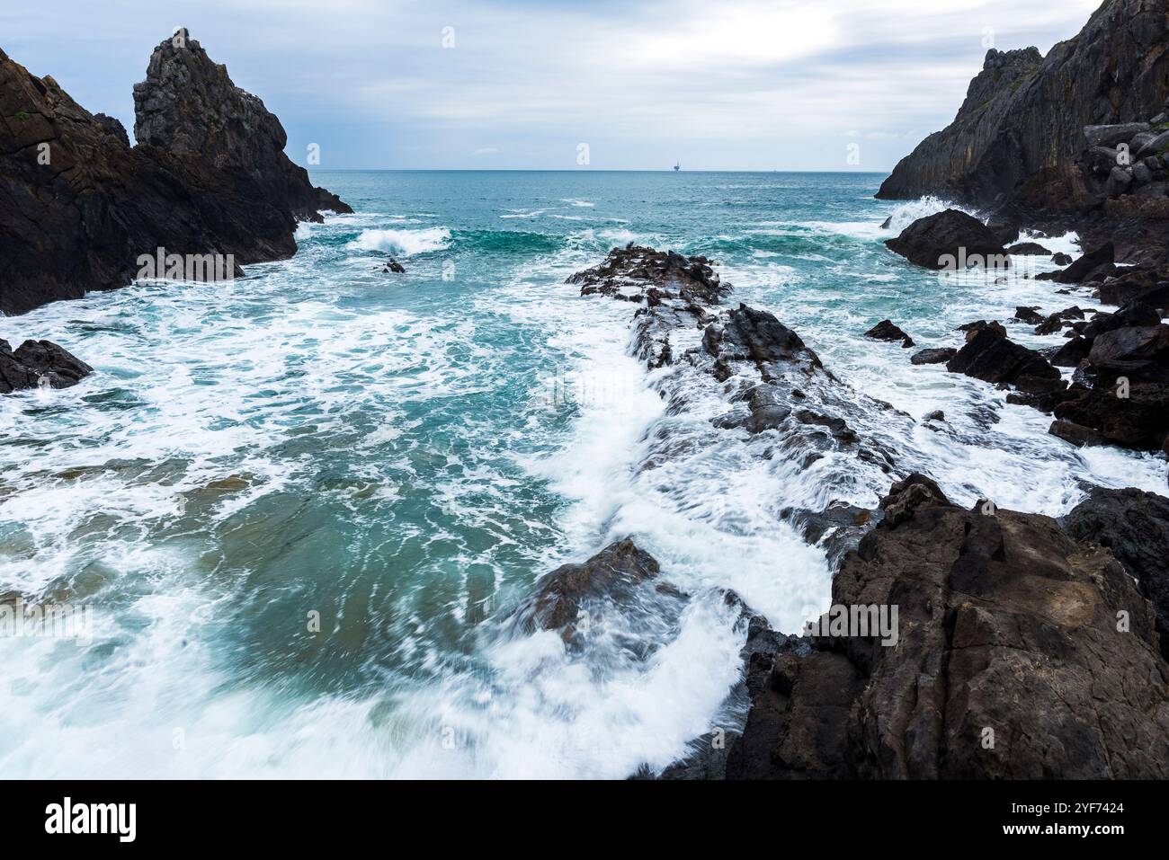 Playa de Laga, Gascogne, Pays Basque, Espagne Banque D'Images