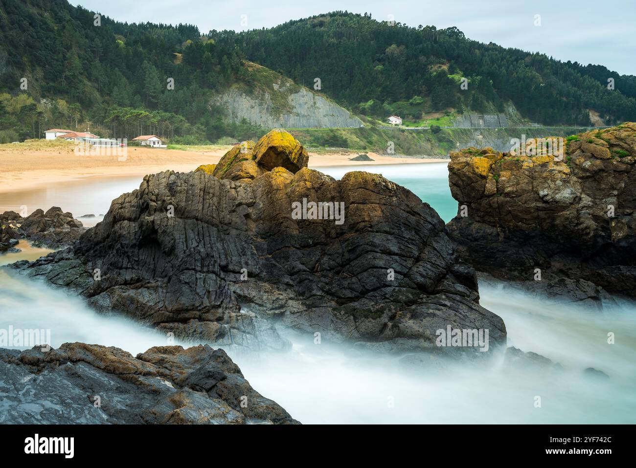 Playa de Laga, Gascogne, Pays Basque, Espagne Banque D'Images