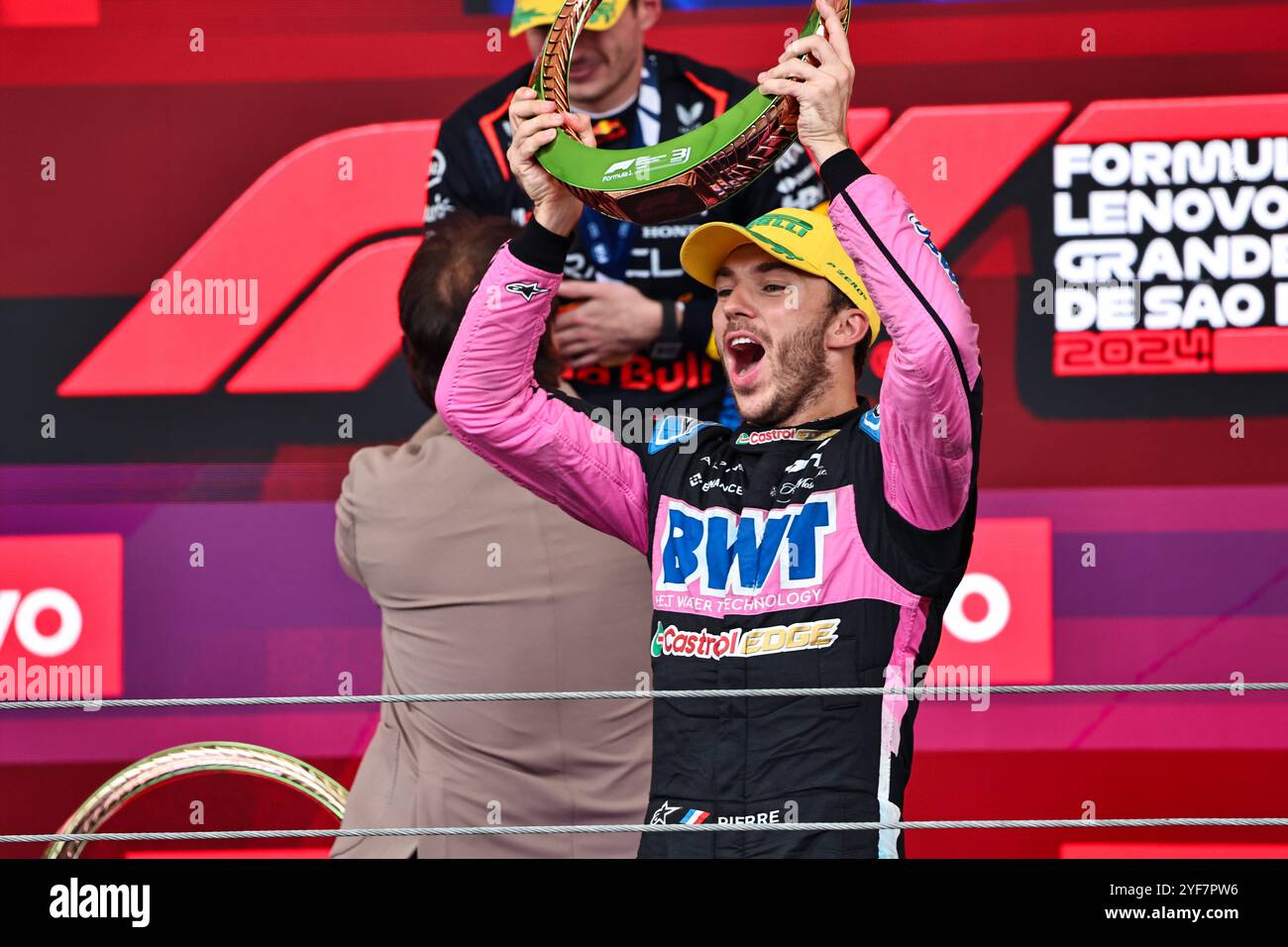 Pierre Gasly (FRA) - Alpine F1 Team - Alpine A524 - Renault sur le podium après la formule 1 Lenovo Grande Premio de Sao Paulo 2024, prévue sur le circuit Interlagos, San Paolo, Brésil, BRA 1er-3 novembre 2024 Banque D'Images