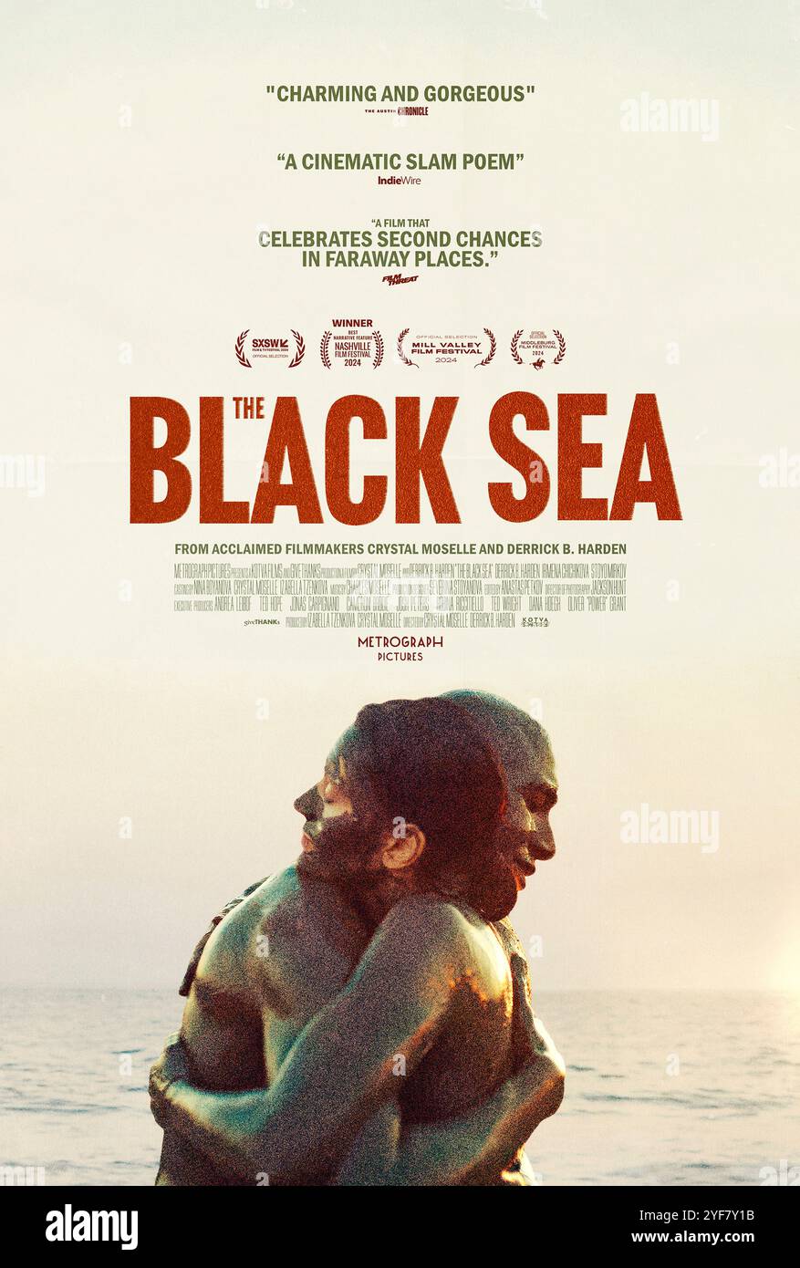 The Black Sea (2024) réalisé par Crystal Moselle et Derrick B. Harden avec Derrick B. Harden, Irmena Chichikova et Samuel Finzi. Un homme trouve des connexions inattendues dans une ville étrangère. Affiche AMÉRICAINE À une feuille POUR USAGE ÉDITORIAL UNIQUEMENT. Crédit : BFA / Metrograph Pictures Banque D'Images